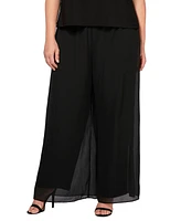 Alex Evenings Plus Straight-Leg Overlay Pants