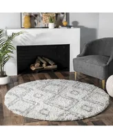 nuLoom Iola OZSG18A White 5'3" x 5'3" Round Area Rug