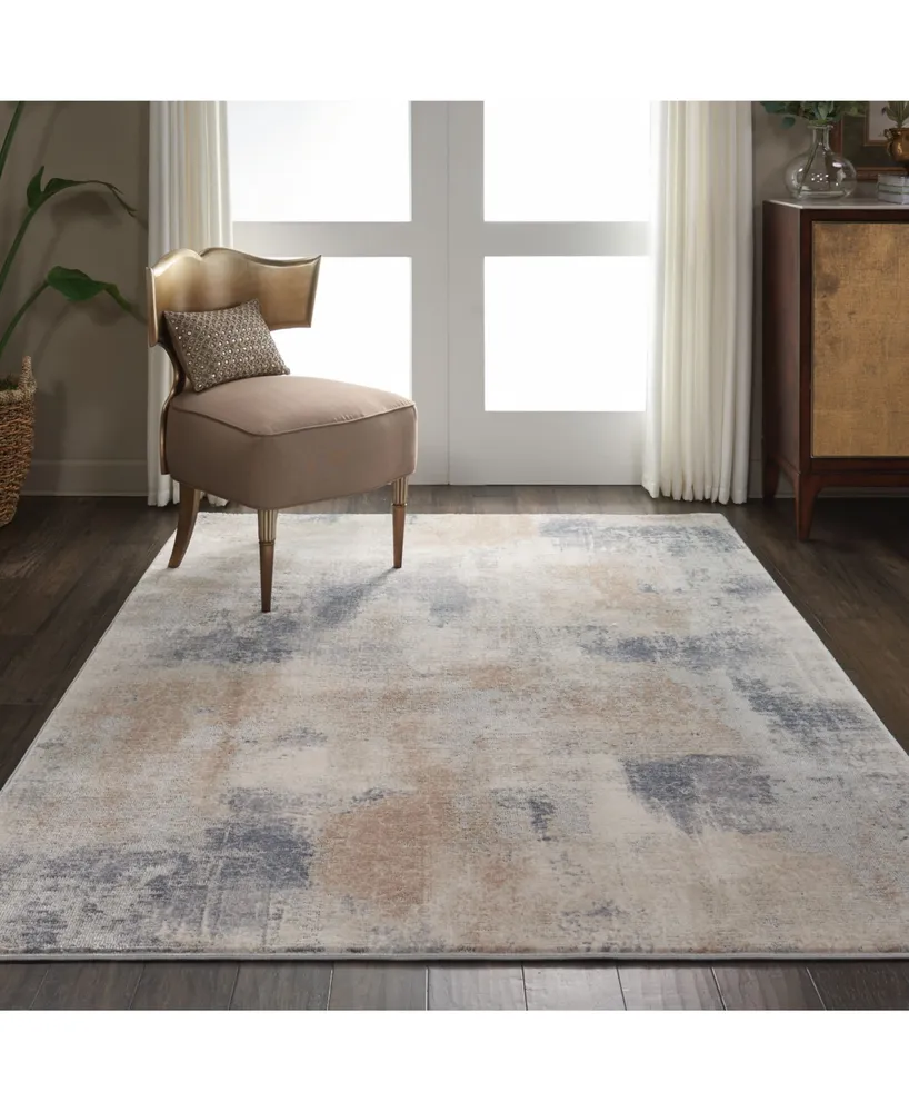 Nourison Home Rustic Textures RUS02 Beige and Gray 3'11" x 5'11" Area Rug