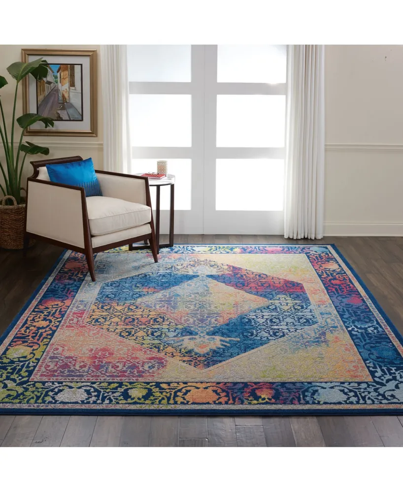 Nourison Home Ankara Global ANR04 Blue and Multi 8'10" x 11'10" Area Rug