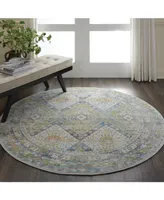 Nourison Home Ankara Global ANR07 Blue and Green 4' Round Rug