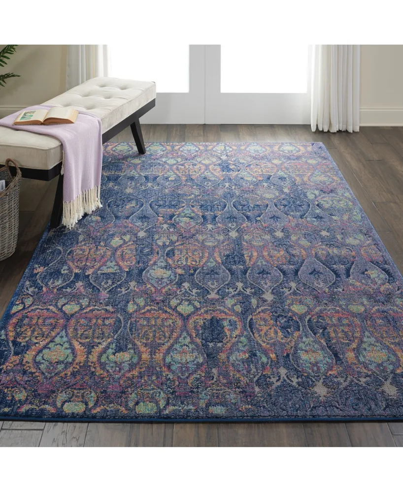 Nourison Home Ankara Global ANR08 Navy and Multi 4' x 6' Area Rug