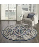Nourison Home Ankara Global ANR13 Navy and Multi 6' Round Rug