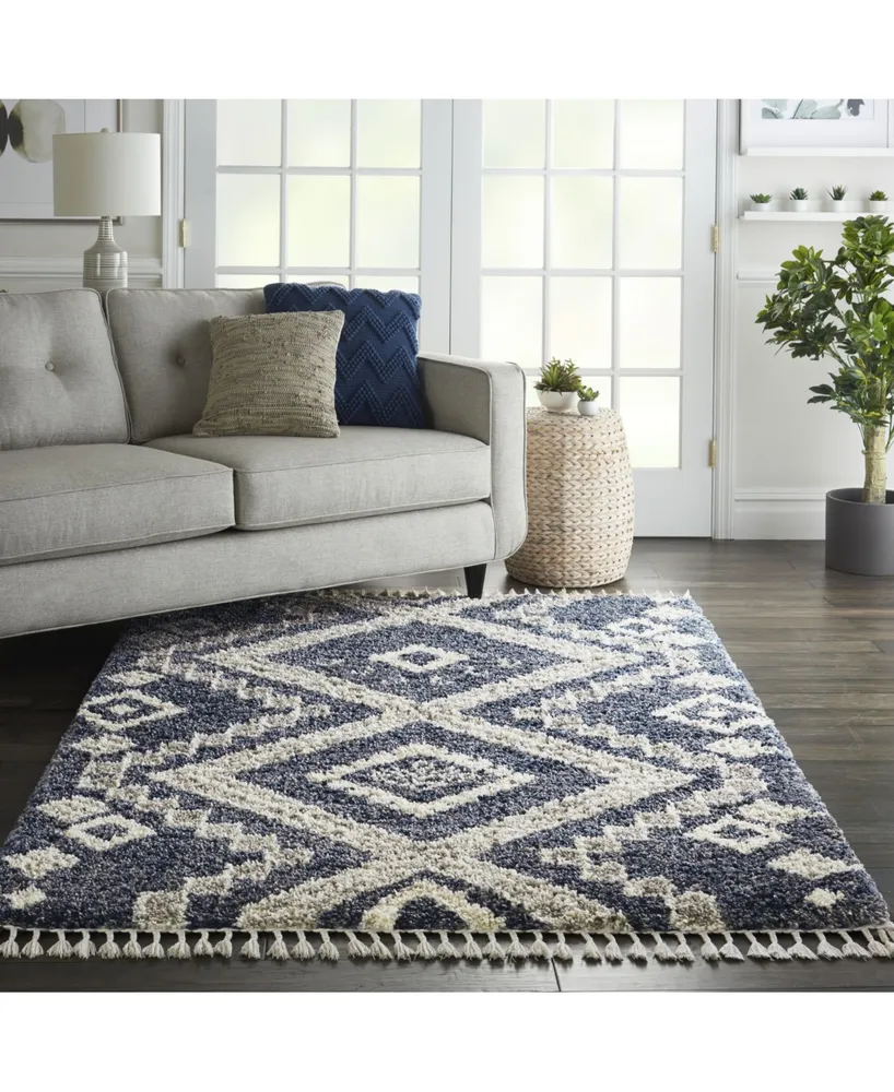 Nourison Home Oslo Shag OSL02 Denim 4' x 6' Area Rug