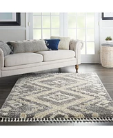 Nourison Home Oslo Shag OSL02 Gray and Ivory 5'3" x 7'9" Area Rug
