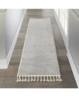 Nourison Home Serenity Shag SRS04 Silver 2'2" x 8'1" Runner Rug