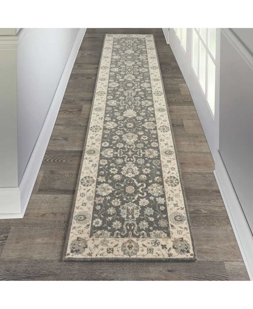 Nourison Home Living Treasures LI16 Gray and Ivory 2'6" x 12' Runner Rug