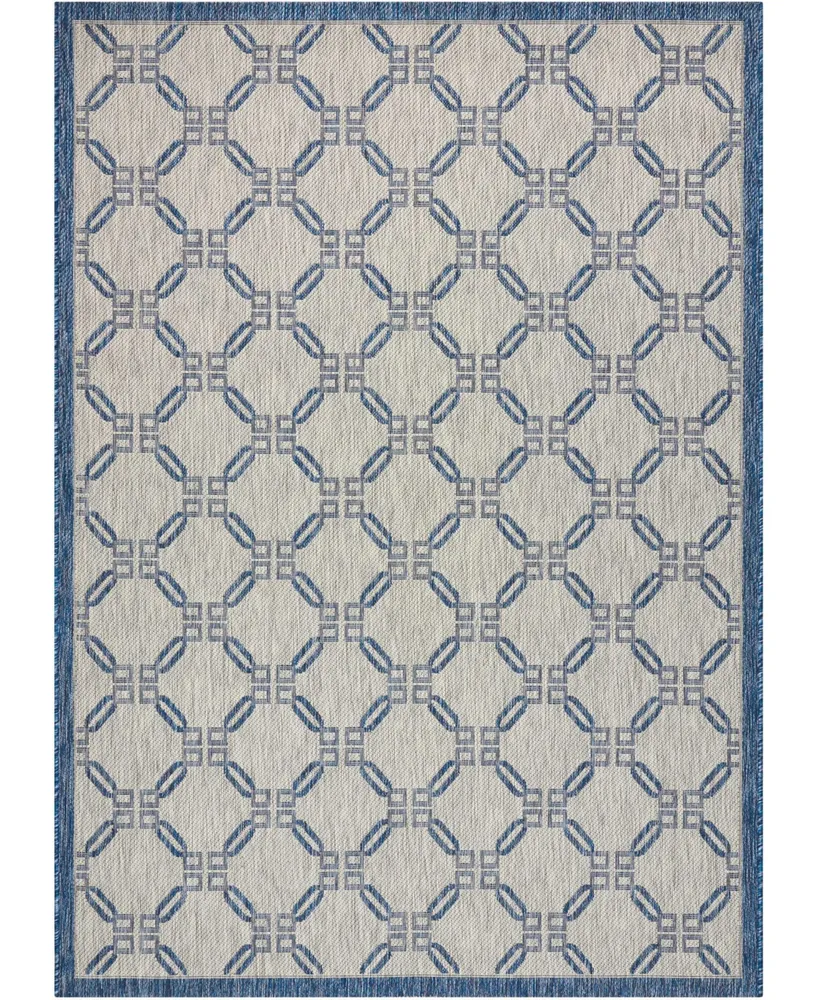 Nourison Home Country Side CTR02 Ivory and Blue 5'3" x 7'3" Outdoor Area Rug