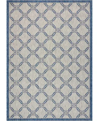 Nourison Home Country Side CTR02 Ivory and Blue 5'3" x 7'3" Outdoor Area Rug