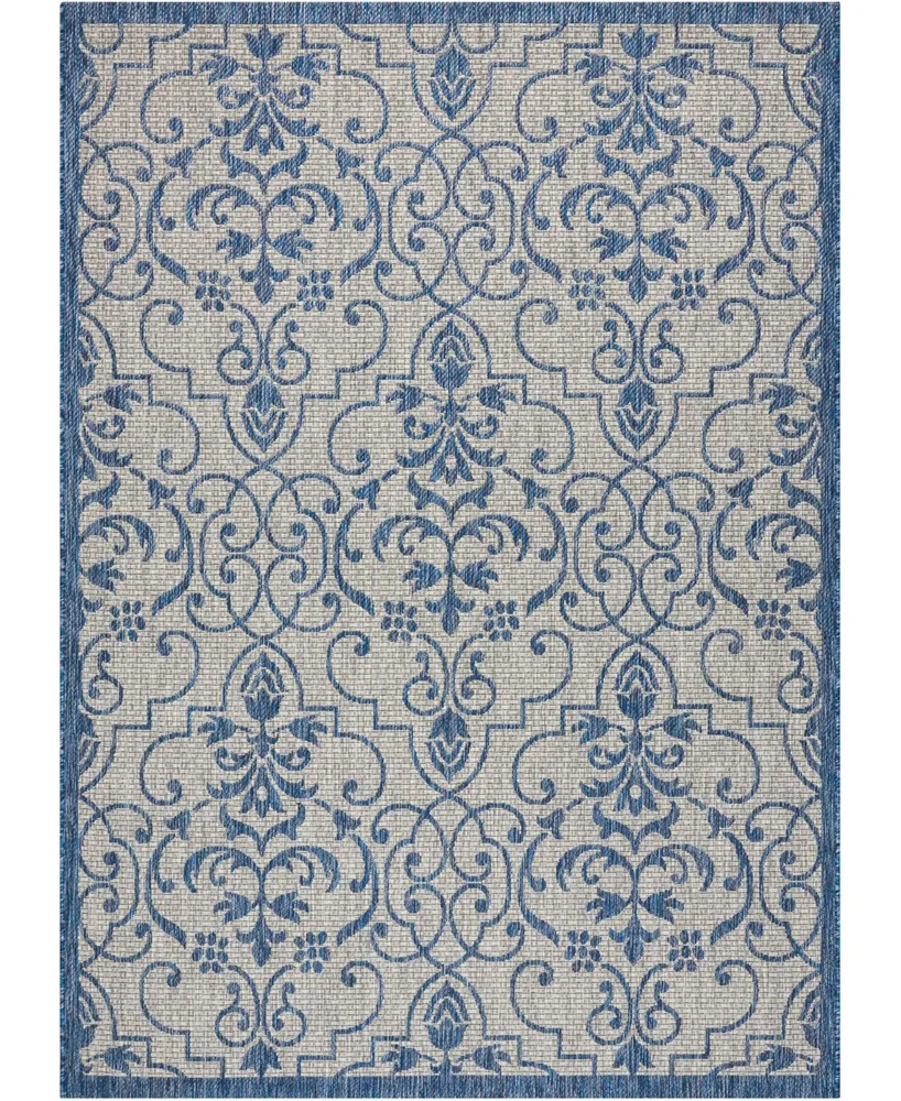 Nourison Home Country Side CTR04 Ivory and Blue 3'6" x 5'6" Outdoor Area Rug