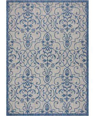 Nourison Home Country Side CTR04 Ivory and Blue 3'6" x 5'6" Outdoor Area Rug