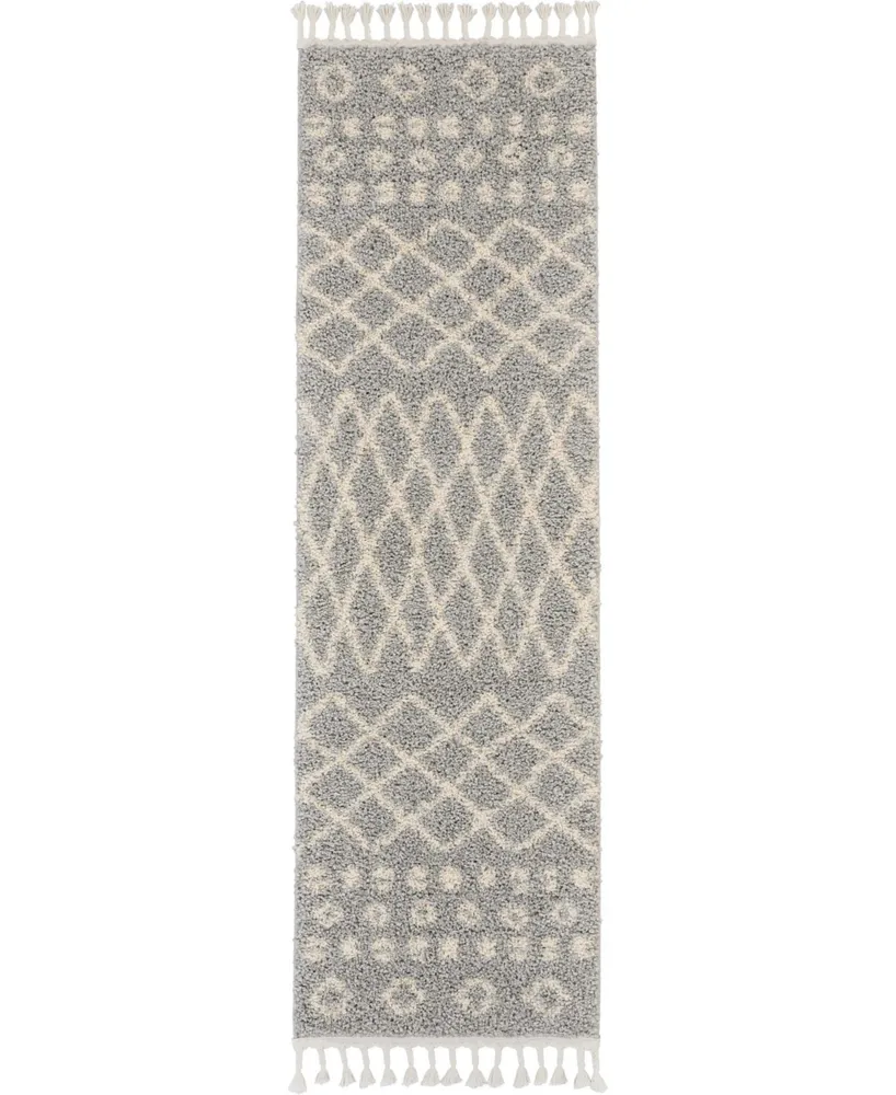 Closeout! Nourison Home Moroccan Shag MRS02 Silver 2'2" x 8'1" Runner Rug