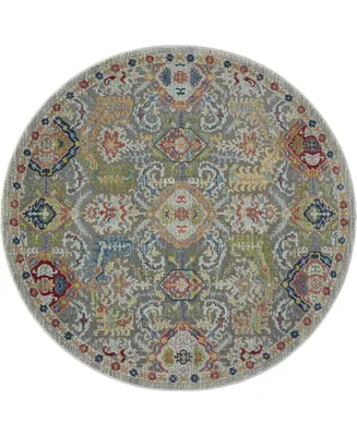 Nourison Home Ankara Global ANR12 Gray and Multi 4' Round Rug