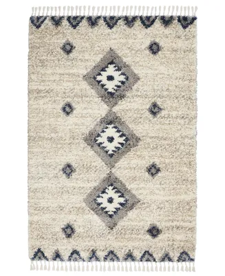 Nourison Home Oslo Shag OSL03 Ivory and Blue 4' x 6' Area Rug