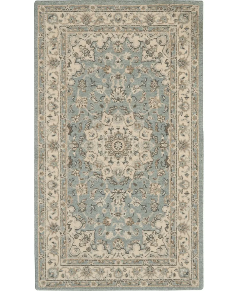 Nourison Home Living Treasures LI15 Aqua and Ivory 2'6" x 4'3" Area Rug