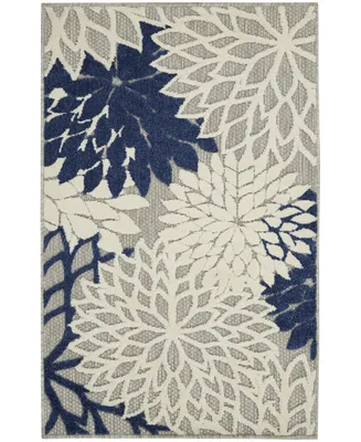 Nourison Home Aloha ALH05 Ivory and Navy 2'8" x 4' Outdoor Area Rug