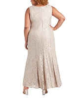 R & M Richards Plus Gown Sheer Overlay