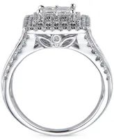 Diamond Princess Quad Cluster Halo Engagement Ring (2 ct. t.w.) in 14k White Gold