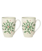 Lenox Hosting the Holidays Holly Mugs, Set of 2