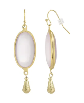 2028 Gold-Tone and Pink Oval Drop Earrings