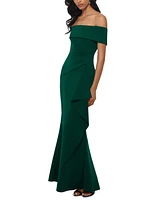 Xscape Ruffled Off-The-Shoulder Gown