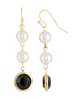 2028 Gold-Tone Imitation Pearl with Channels Drop Earring