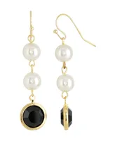 2028 Gold-Tone Imitation Pearl with Channels Drop Earring