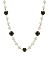 2028 Gold-Tone Imitation Pearl with Channels 16" Adjustable Necklace