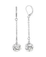 2028 Silver-Tone Crystal Fireball Linear Drop Earring