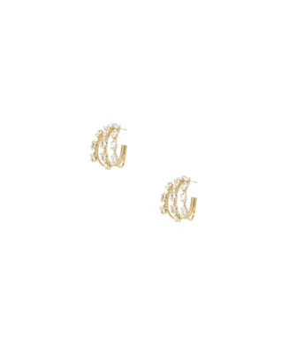 Ettika 18K Gold Multi-Crystal Huggie Women's Hoop Earrings
