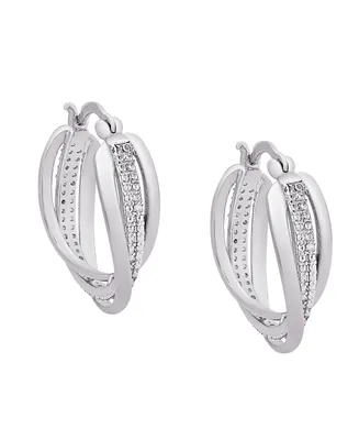 Macy's Diamond Accent Silver-plated Twist Hoop Earrings
