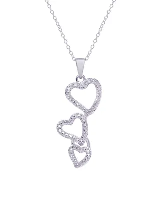 Macy's Diamond Accent Silver-plated Triple Heart Pendant Necklace