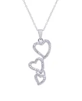 Macy's Diamond Accent Silver-plated Triple Heart Pendant Necklace