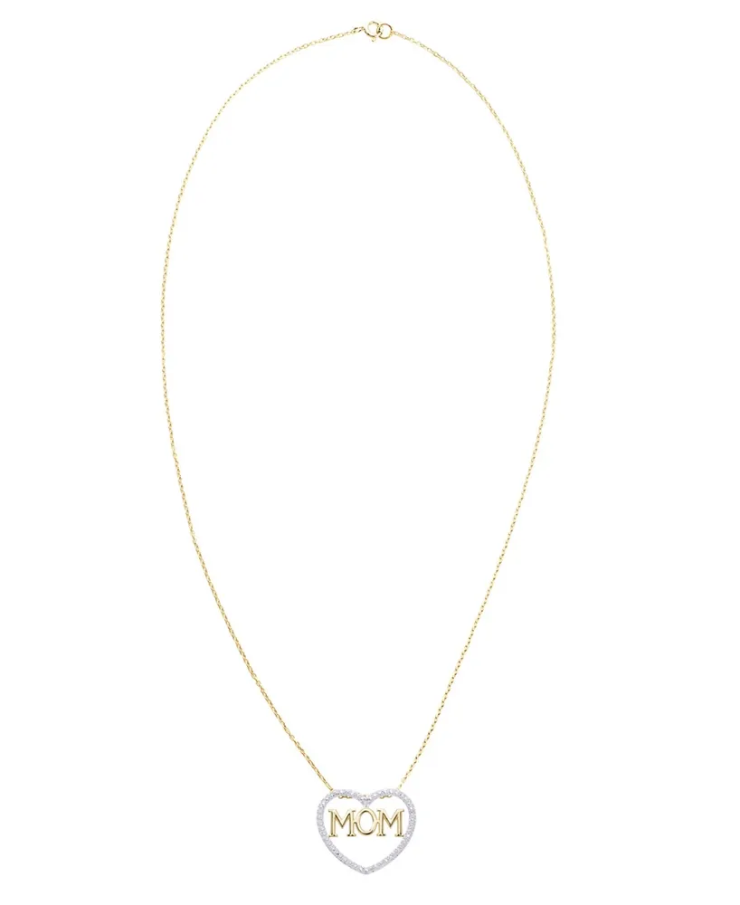 Macy's Diamond Accent Gold-plated Mom Heart Pendant Necklace