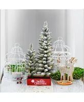 Puleo 3" Potted Flocked Artificial Pencil Christmas Trees