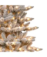 Puleo 4.5" Pre-Lit Slim Flocked Fraser Fir Artificial Christmas Tree