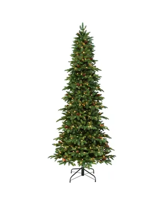 Puleo 7.5" Pre-Lit Slim Montville Spruce Artificial Christmas Tree