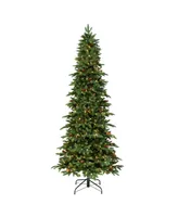 Puleo 7.5" Pre-Lit Slim Montville Spruce Artificial Christmas Tree