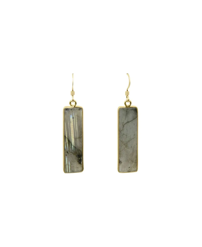 Roberta Sher Designs Bar Bezel Set Labradorite Earrings with 14K Gold Fill Earwires - Gold