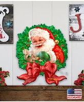 Designocracy by Dona Gelsinger Santa Bow Wooden Wreath