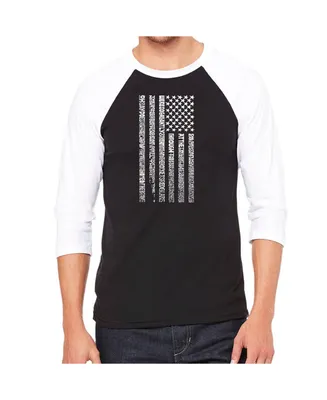 La Pop Art National Anthem Flag Men's Raglan Word T-shirt