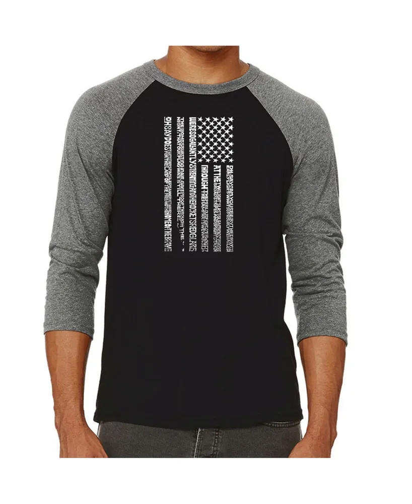 La Pop Art National Anthem Flag Men's Raglan Word T-shirt