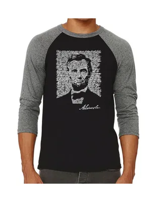 La Pop Art Abraham Lincoln Gettysburg Address Men's Raglan Word T-shirt