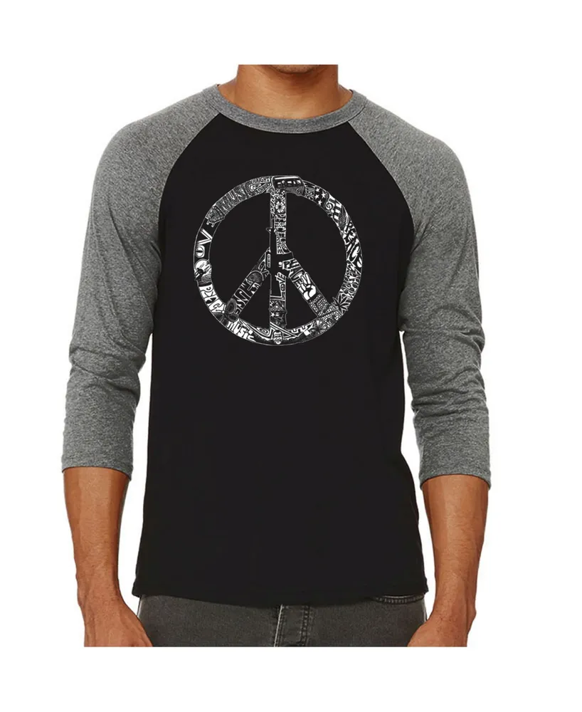 La Pop Art Peace, Love and Music Men's Raglan Word T-shirt