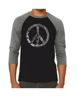 La Pop Art Peace, Love and Music Men's Raglan Word T-shirt