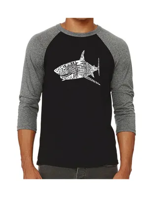 La Pop Art Species of Shark Men's Raglan Word T-shirt