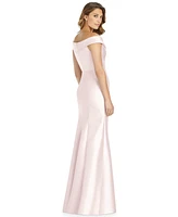 Alfred Sung Off-The-Shoulder Satin Gown