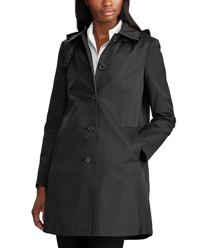 Lauren Ralph Womens Hooded A-Line Raincoat