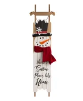 Glitzhome Wooden Christmas Snowman Porch Sign