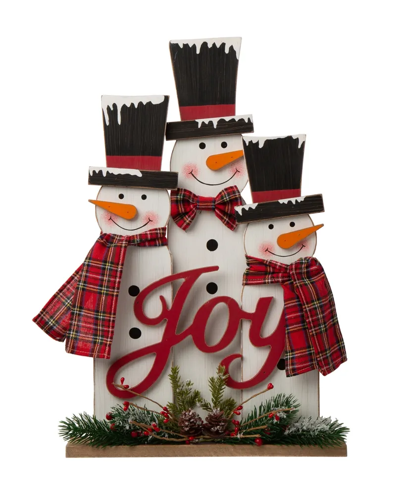 Glitzhome Wooden Snowman Family Table or Standing Decor